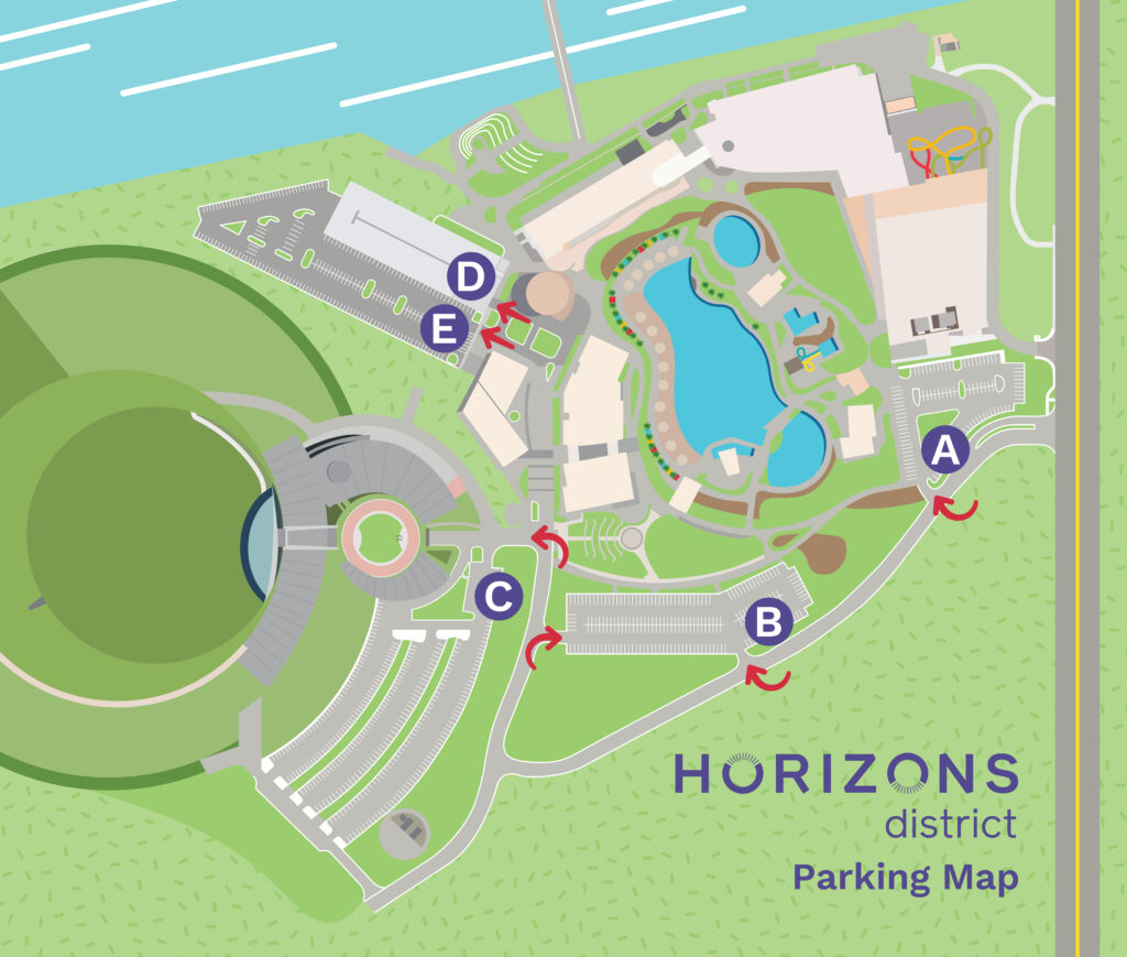 Map of parking lots and garage